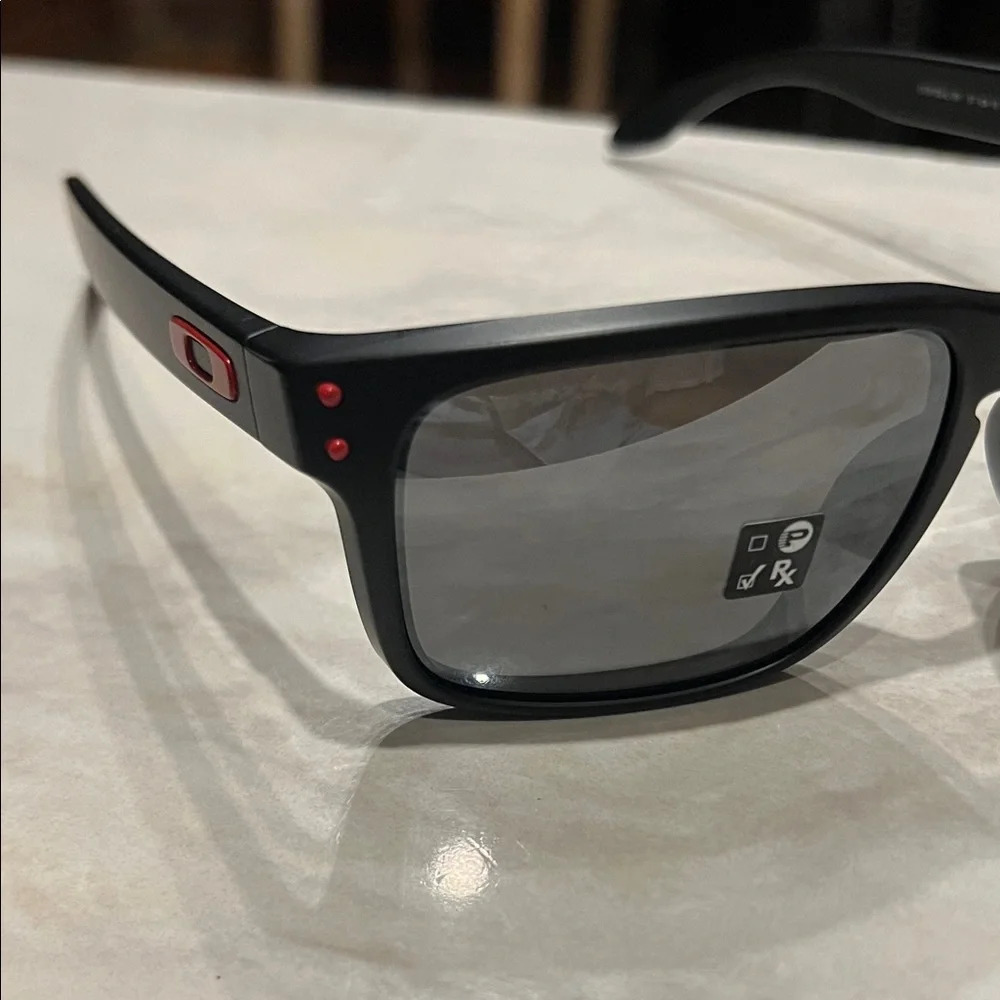 Official Oakley NFL Falcons Holbrook Black Sunglasses with Red Accents